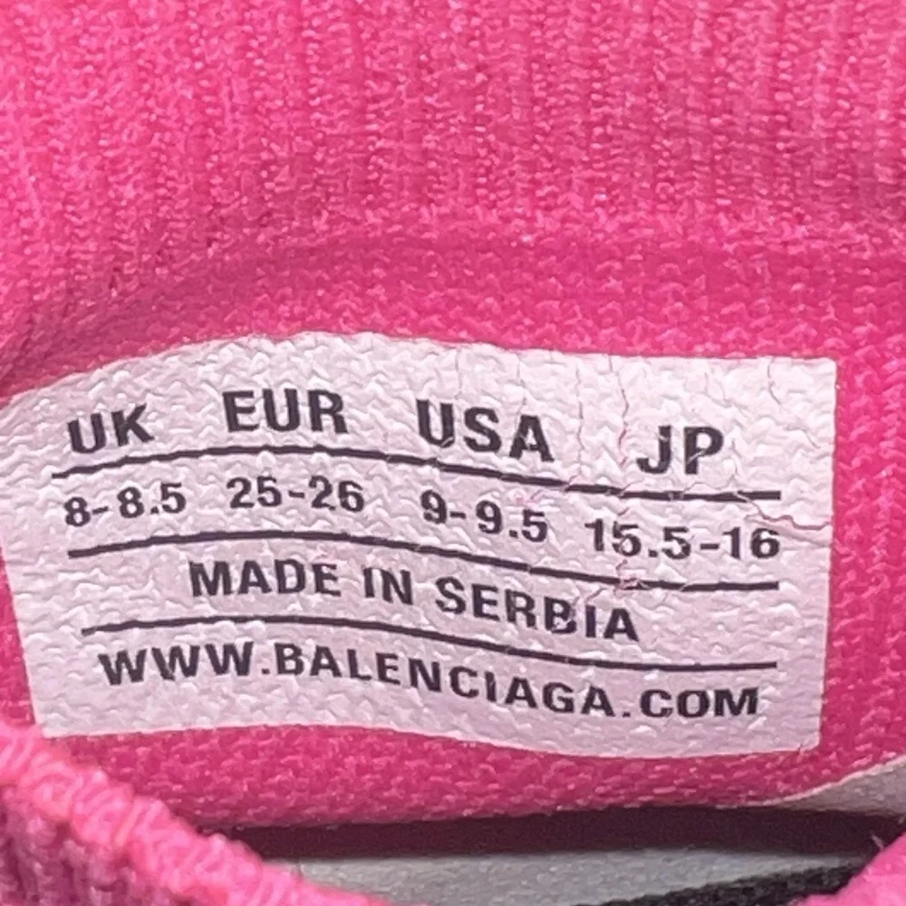 Balenciaga Speed LT Sock Knit Sneakers Youth Sz 9-9.9 Fuchsia Pink Slip On Shoes